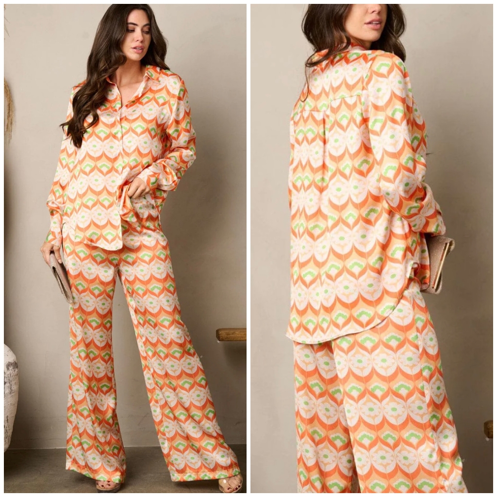 Edit By Nine 2-Piece Long Sleeves Top And Wide Leg Pants